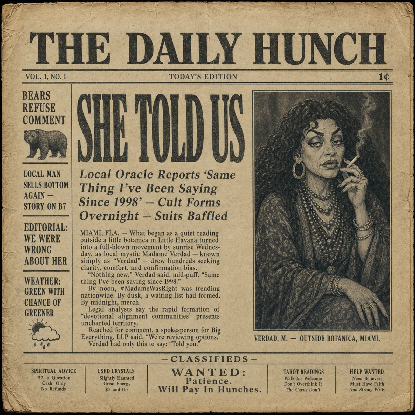 $HUNCH Daily Hunch newspaper propaganda